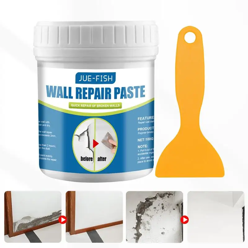 100g Wall Repair Paste Agent Cream Drywall Repair Kit With Scrape Leak-trapping Repair Tool Multi-use Wall Cracks Filler Cream