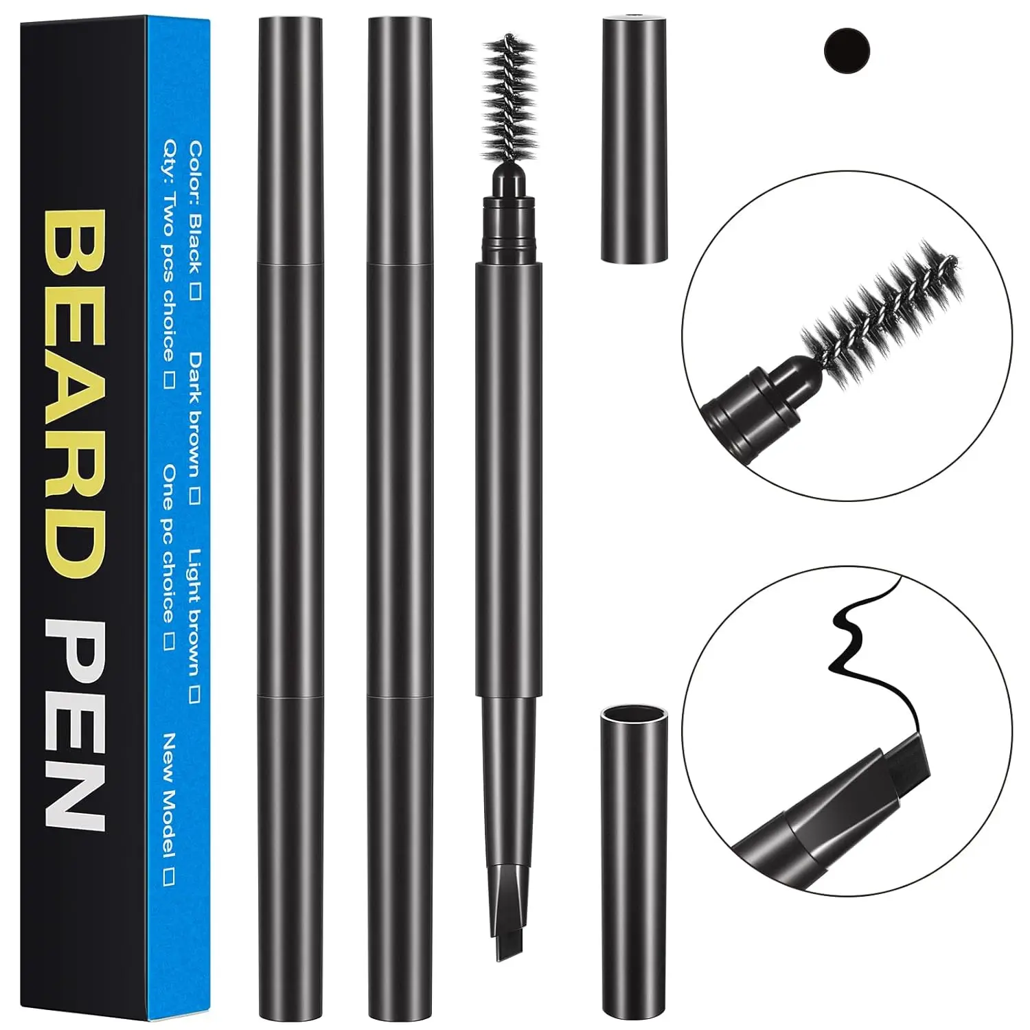 Beard Pen Filler for Men, Barber Styling Grooming Pencil with Brush, Waterproof Proof, Sweat Proof, Cover Beard &Scalp Patches