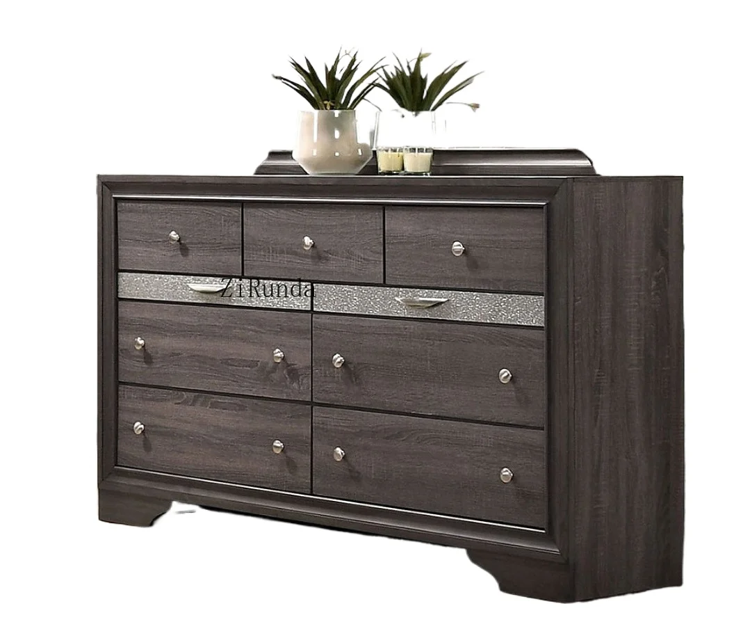 Modern Living Room Shoe Rack Hidden Jewelry Drawer English Dovetail Silver Round Knob Grey Wood Furniture