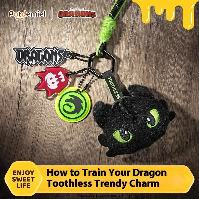 Authentic Global Potdemiel Dragon Taming Master Toothless Night Cool Pendant Plush Doll Keychain New Edition