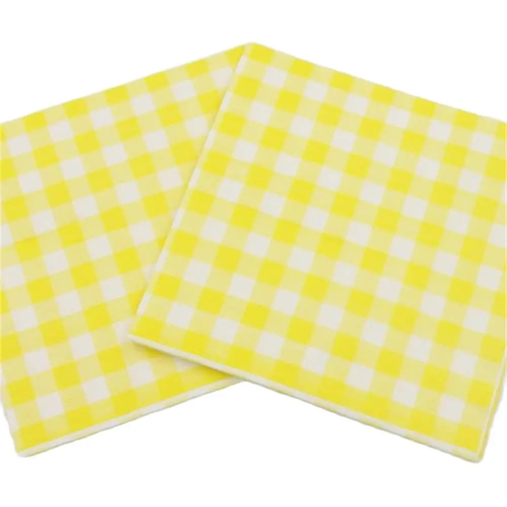 33*33cm 20pcs/lot Plaid Napkins Paper Decoupgae Table Servilletas 8 Colors Optional Tissues Birthday Wedding Party Decoration