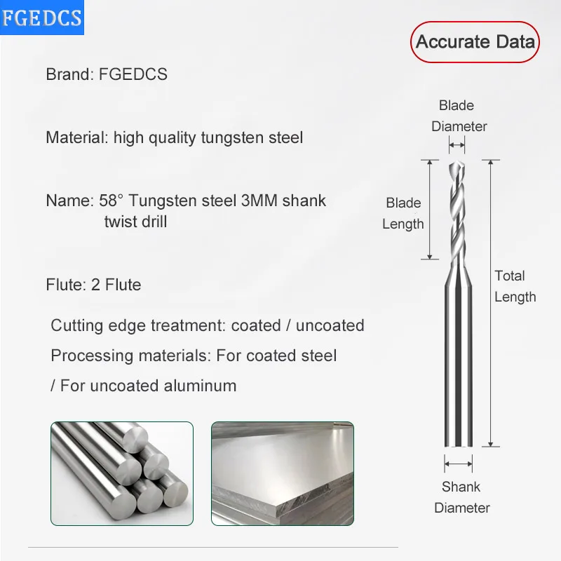 Broca de metal monolítica contínua do micro-diâmetro para a máquina do cnc broca de aço inoxidável dura da torção do tungstênio da broca da liga do carboneto