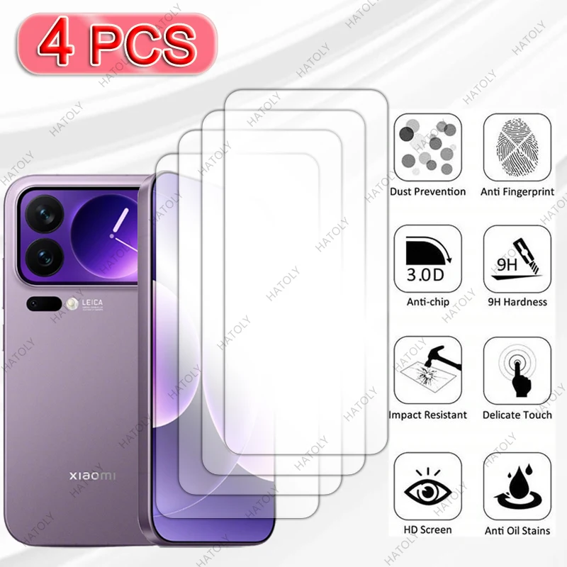 ل Xiaomi 17 برو الزجاج HD واضح طبقة رقيقة واقية 4 قطعة الزجاج المقسى حامي الشاشة ل Xiaomi 17 برو 5G حامي عدسة الكاميرا