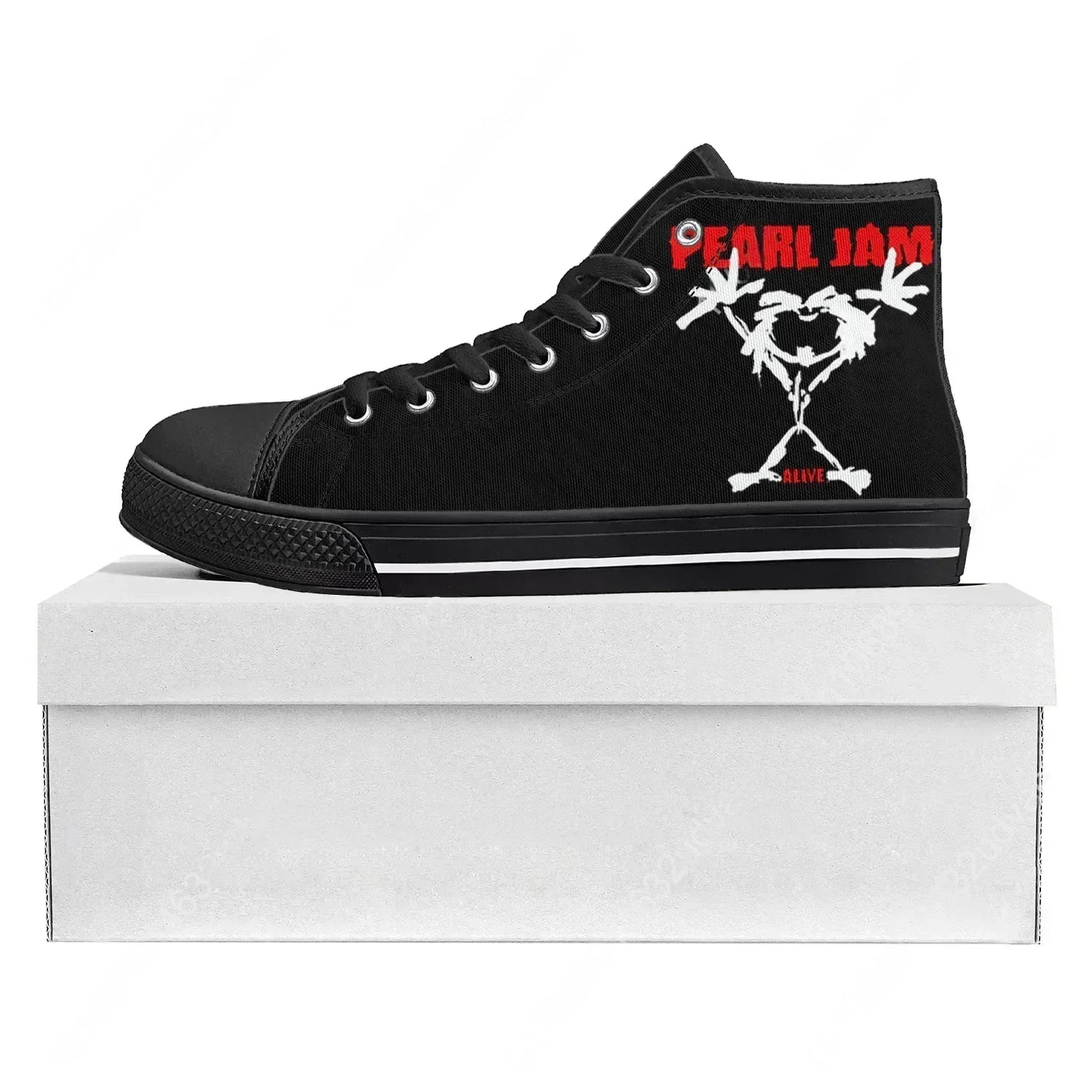 

Кроссовки Pearl Jam Rock Band High Top, высококачественные, мужские и женские, из канваса, повседневные, для пар, на заказ, черные