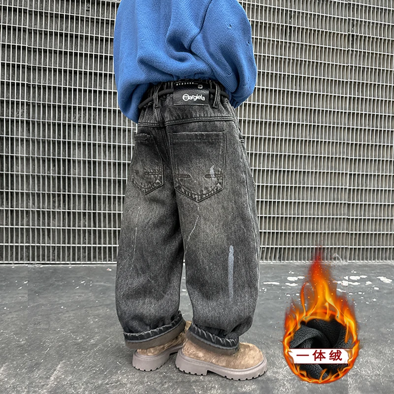 Streetwear American Pop Hip-hop Rock Oversized Insulated Cowboy Y2k Street Fashion Joker Harajuku Gothic Wide-leg Pants 4-14Y