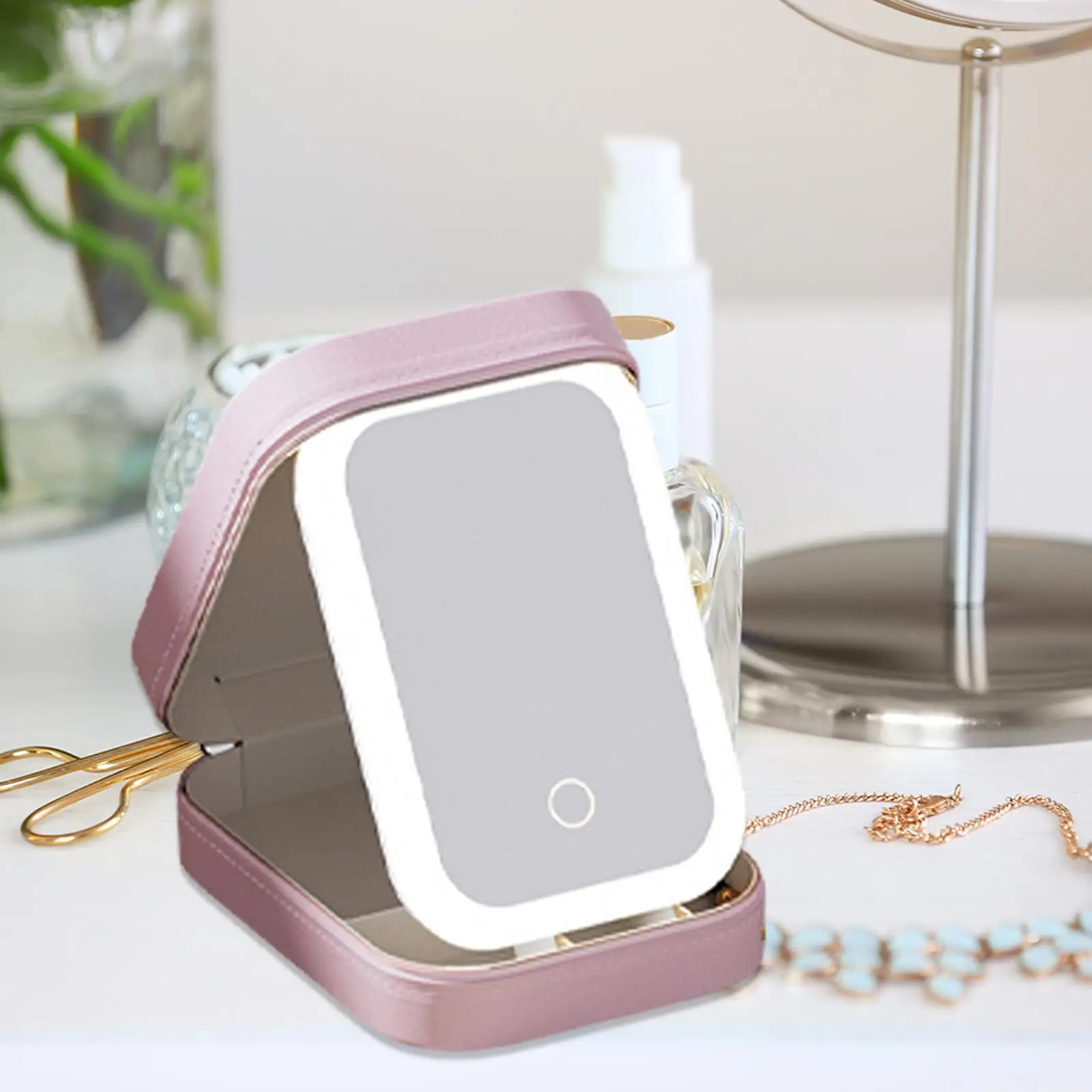 

Travel Makeup Bag with Lighted Mirror 3 Adjustable Brightness Cosmetic Box