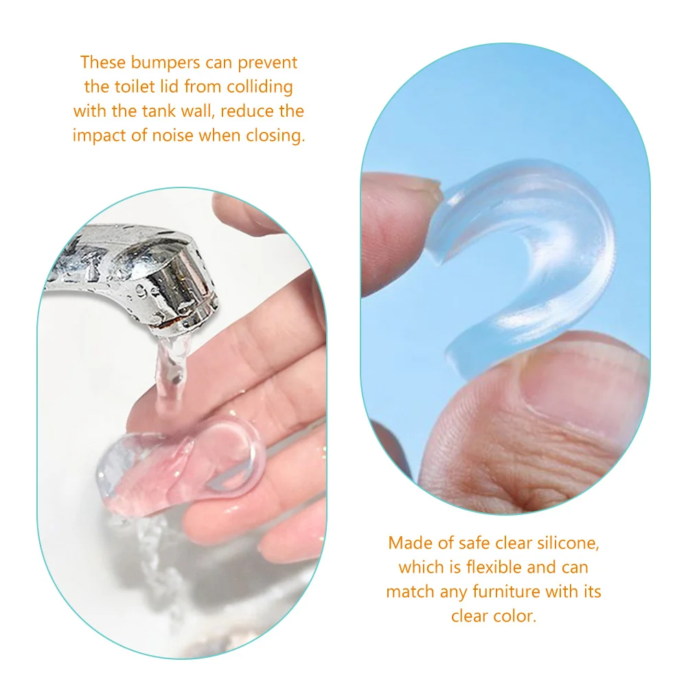 

5 Pcs Clear Silicone Toilet Seat Bumpers Transparent Cabinet Door Stoppers Anti Vibration Pad Furniture Legs Protector