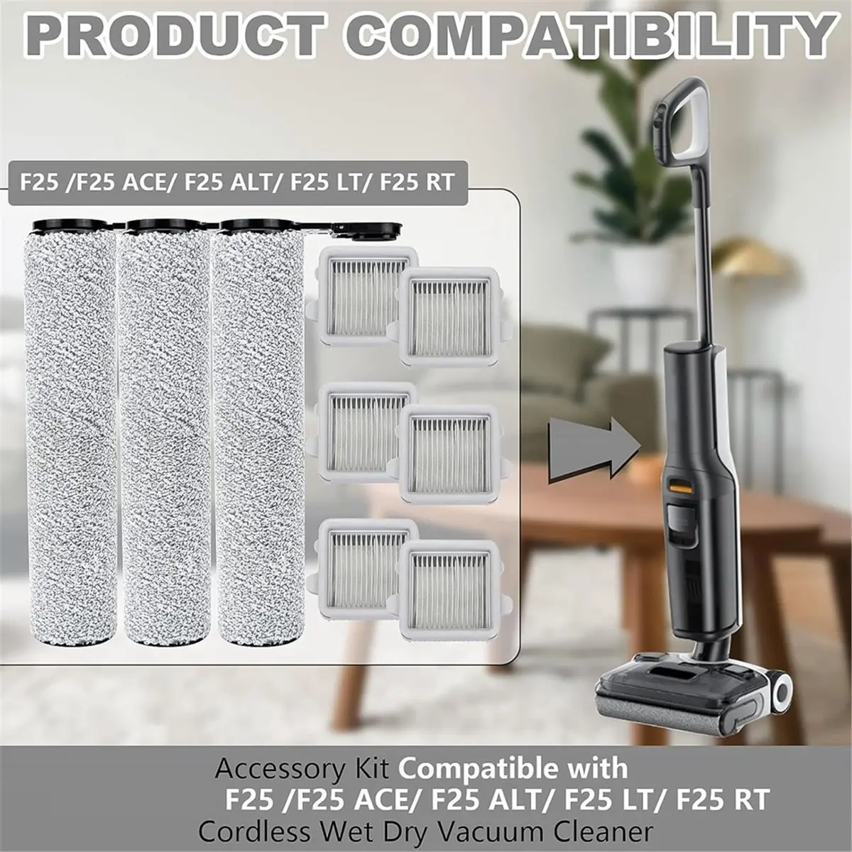 

Комплект запасных частей и аксессуаров для беспроводного пылесоса для влажной и сухой уборки F25/ F25 ALT/ F25 RT