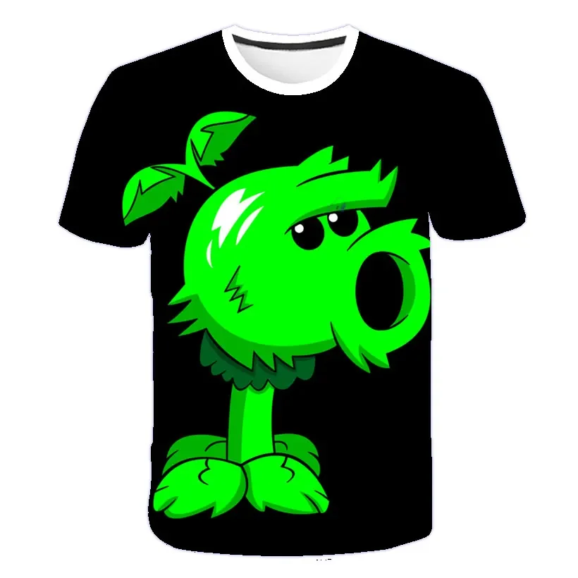 Children's Short Sleeve Child Game Plants Zombies T Shirt Kids Boy Cartoon Clothes Tops Tees Boys Pea Shooter T-shirt  T-shirts 