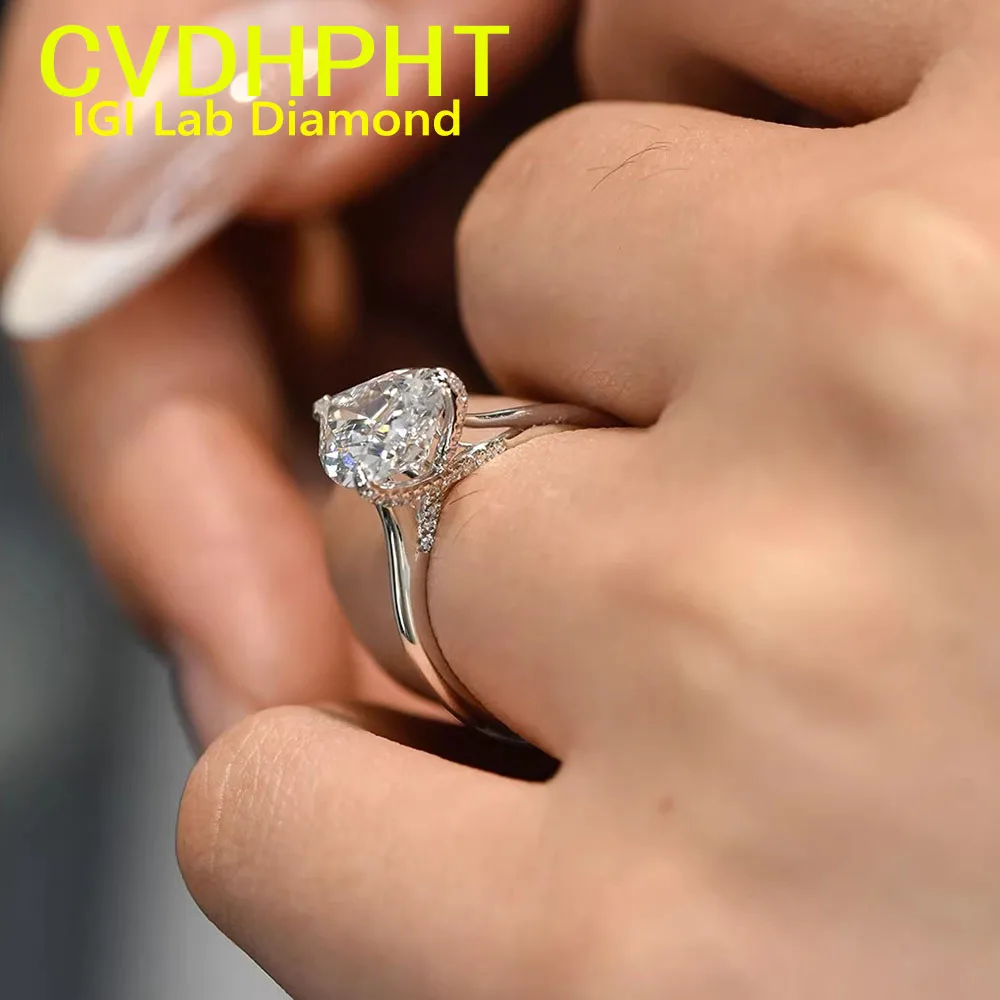 High-end Custom Jewelry IGI certificate real gold DE-VS-VVS Wedding ring engagement RING view 3