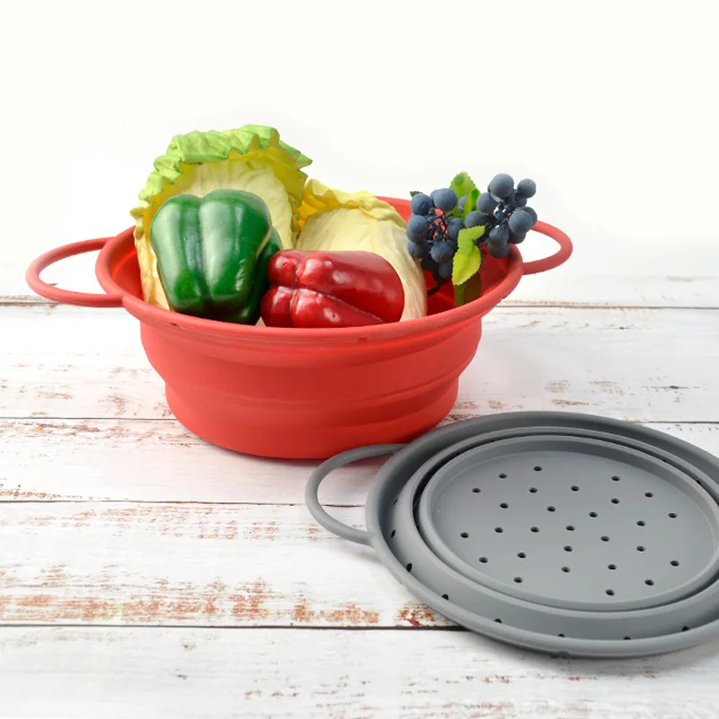 

Kitchen Circular Telescopic Silicone Folding Water Filter Basket Household Fruit and Vegetable Drain Basket