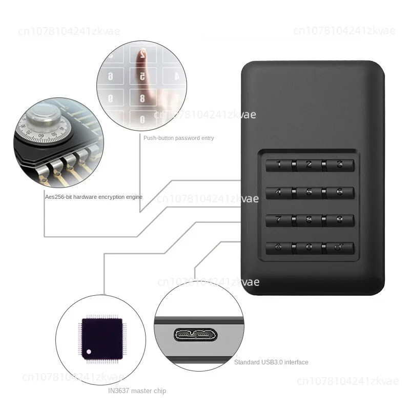 External Hardware Button Encryption Mobile Hard Disk Box Tool 2.5-Inch Solid State 256gbssd Disk with Module