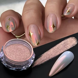 1 Box Gradient Aurora Pink White Nail Powder Pearl Effect Colorful Glitter Rubbing Dust On Manicure DIY Decoration