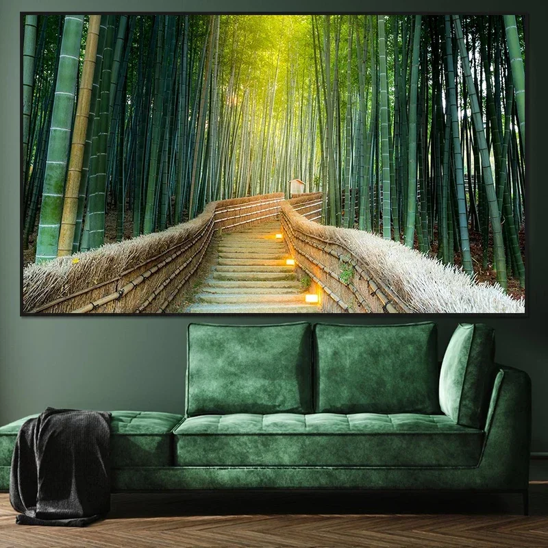 Bamboo Forest Poster Kyoto Forest Wall Art Picture Canvas Print Nature Landscape Living Room Home Aesthetic Decor Painting Gifts