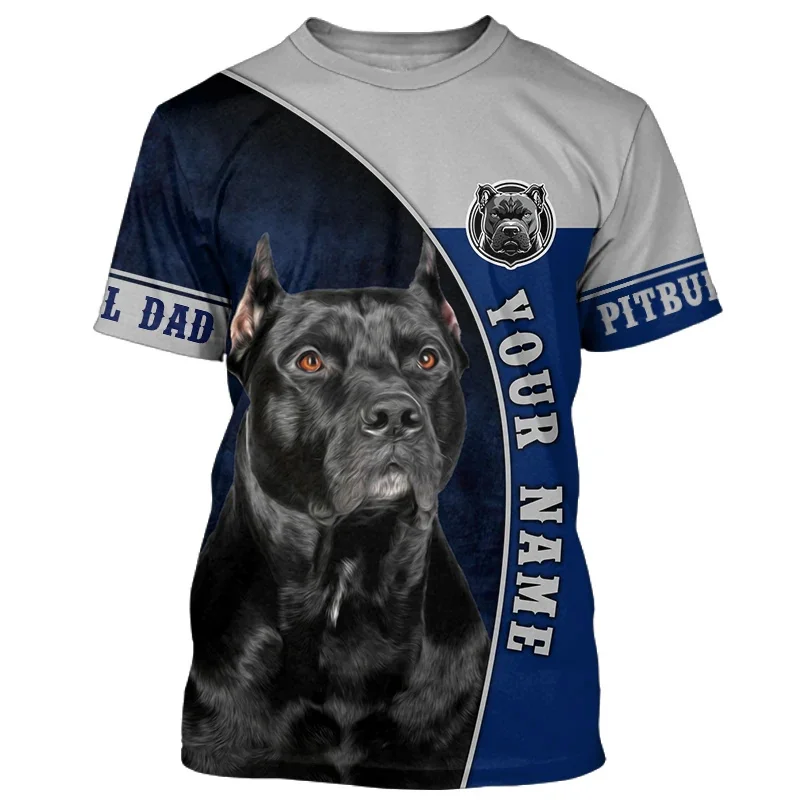 3D Rottweiler Printed Men\'sT Shirt Summer Casual Breathable O Neck Short Sleeves Street Tops Custom Name Kid Men Clothing