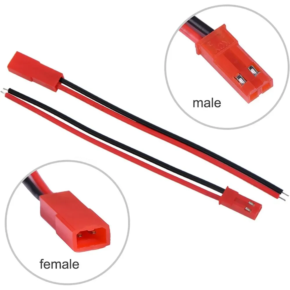 10 pasang 22 AWG JST konektor steker 2 Pin steker Wanita kabel konektor kawat untuk lampu LED Strip RC mainan adaptor baterai 10cm