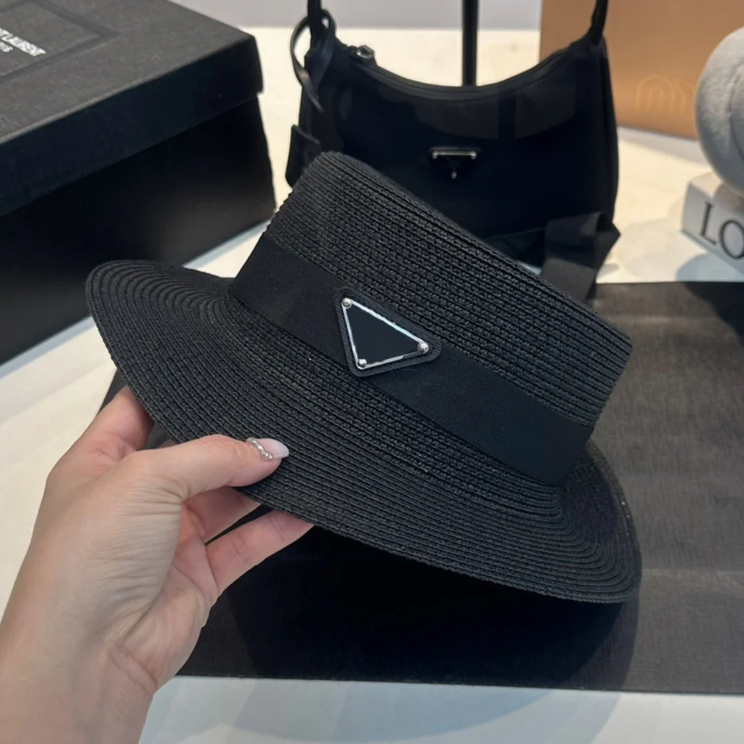 

Women Sun Hat men Outdoor Vacation Beach Hat Summer Fashion Versatile Panama Style Straw Hat Flat Top Hat Brand Direct sales