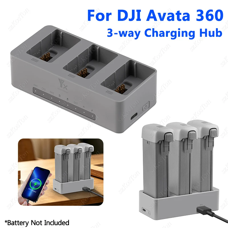 Für DJI AVATA 360 Ladekoffer 3-Port-Ladegerät Intelligenter 100W Schnell-Ladehub Tragbare Notfall-Powerbank Zubehör