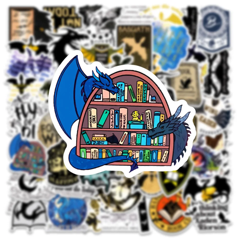 

10/30/50pcs Fourth Wing Dragon Cartoon Stickers Fantasy Novel Decals DIY Suitcase Motorcycle Phone Car Cool Graffiti Sticker Toy