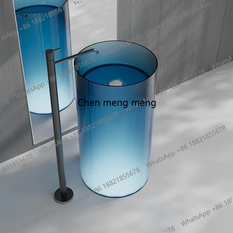 Floor-to-ceiling square wash basin Crystal column basin Color art wash basin Light luxury transparent cylinder