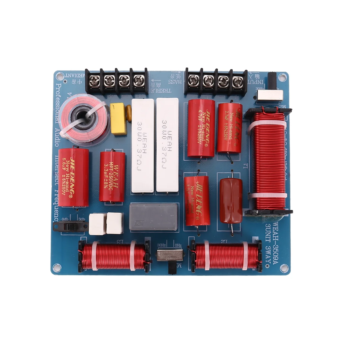 Tablero divisor de frecuencia de 350W y 3 vías, altavoz de escenario KTV, Audio cruzado, agudos, graves mediantes, divisor cruzado de 3 vías