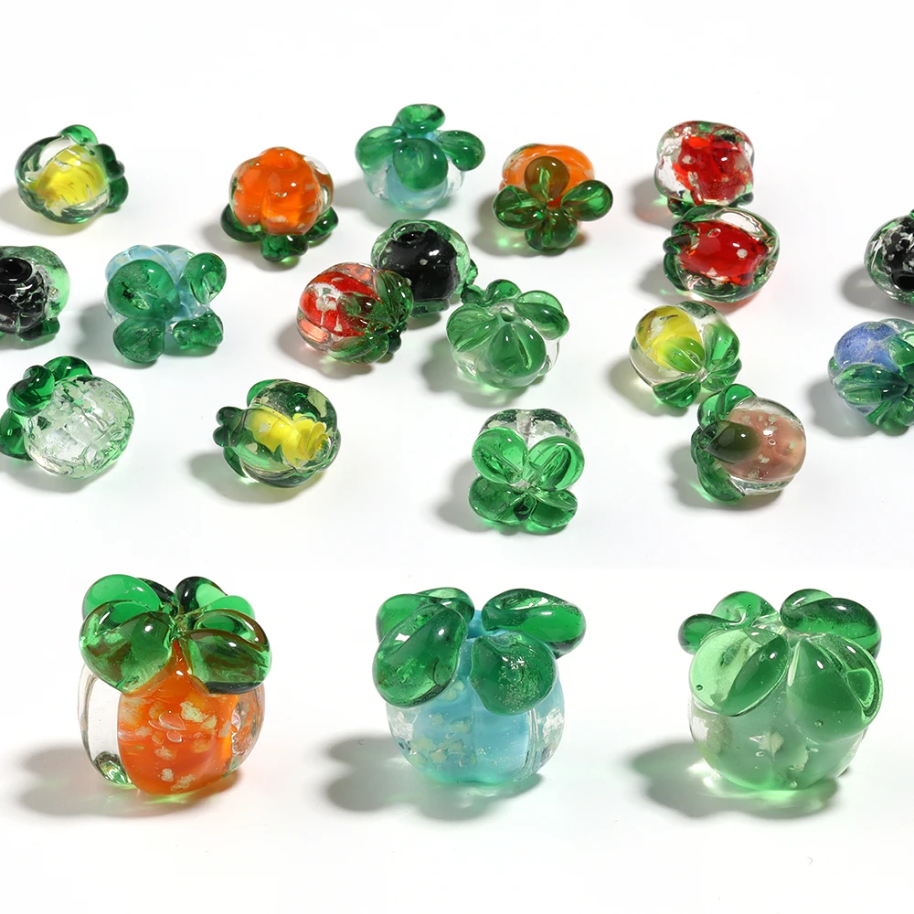 10 stücke 11x13mm Leuchtende Lampwork Persimmon Perlen Glas Lose Perlen Für Schmuck Machen DIY Armbänder Telefon Schlüssel kette Zubehör