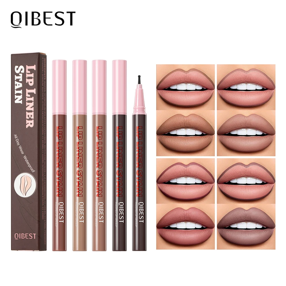 QIBEST Matte Liquid Lipliner Waterproof Plumping Lipstick Pencil Lasting Lip Stain Natural Lip Liner Outline Contour Makeup Tool