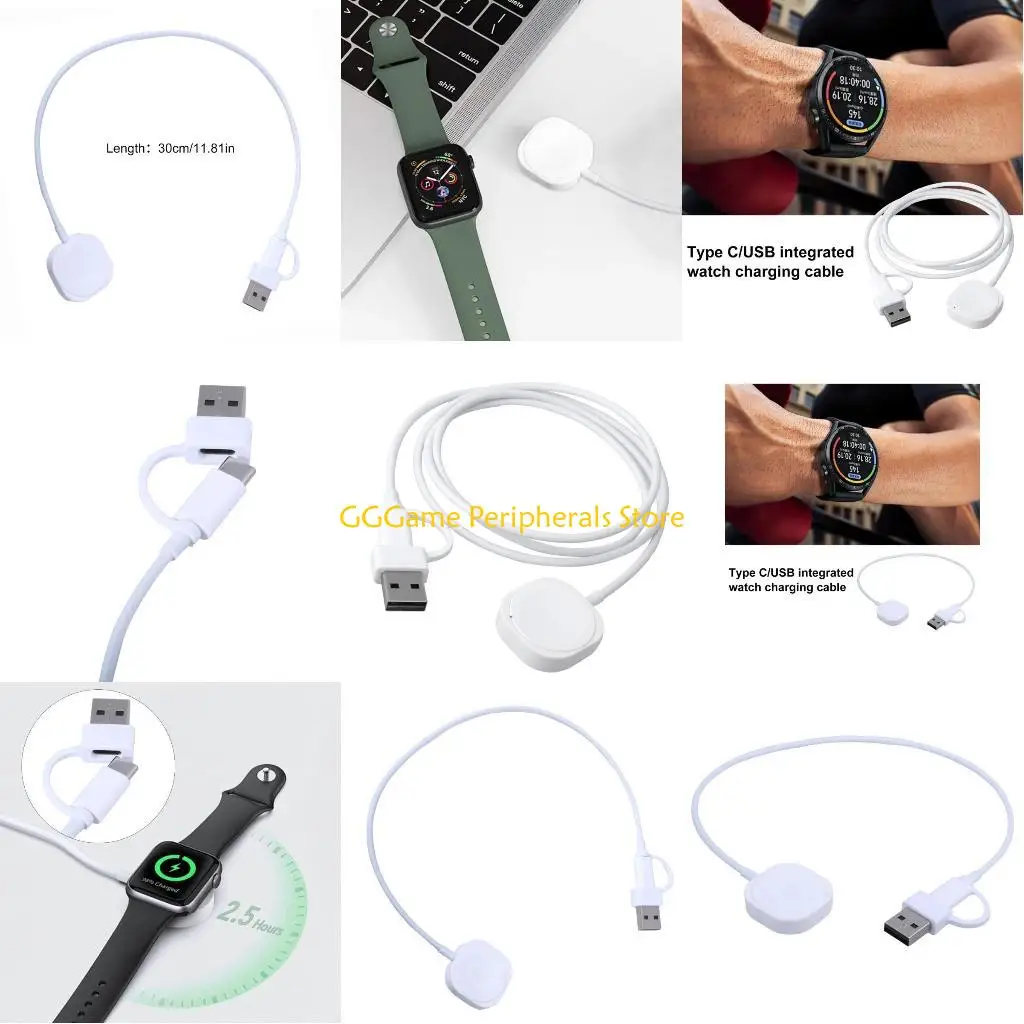 

U55B 2-in-1 Type C USB Charging Cable for GXY Watch 3/4/5/6 Smartwatches