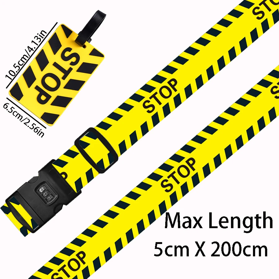 2-Piece Set of Stop Lane-Printed Luggage Straps + Luggage Tag Set, Polyester Buckle Straps, Anti-Loss Design, Password Lock Anti-Theft Model, Silicone Anti-Loss Tag, Wear-Resistant and Lightweight, Luggage Accessories Specifically for Traveling Passengers Adjustable Anti-Crack Reinforced Version, Specifically Designed for Business Travel/Travel Luggage, a Must-Have for Airport Check-In.