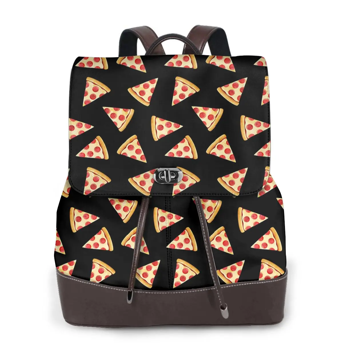 Pizza Pepperoni Slice Print Design Bookbag School Student Bags Hiking Travel Daypack for Women Fashion Derma Backpack