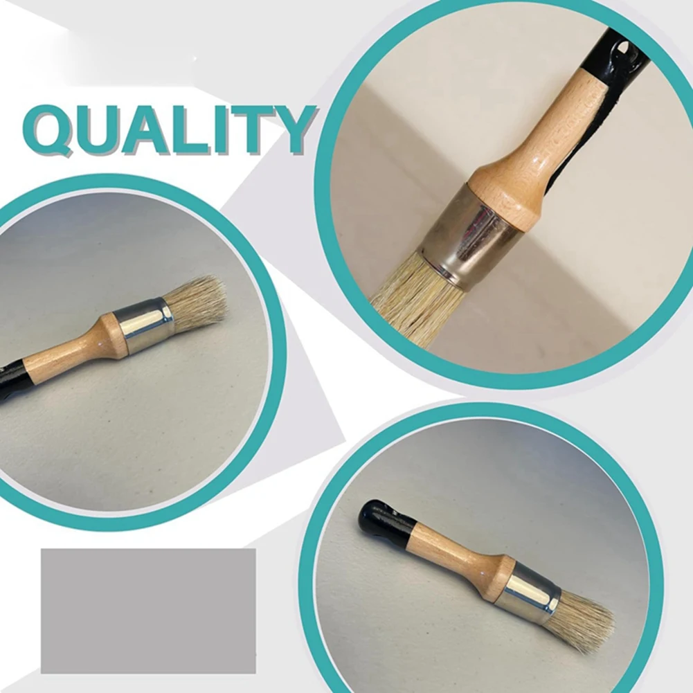 New Chalk Wax Paint Brush Set - 2 Pcs 1 Round Paint Brush Furniture Painting 1 Oval Chalk Paint - Bristle Paint Brushes Kit