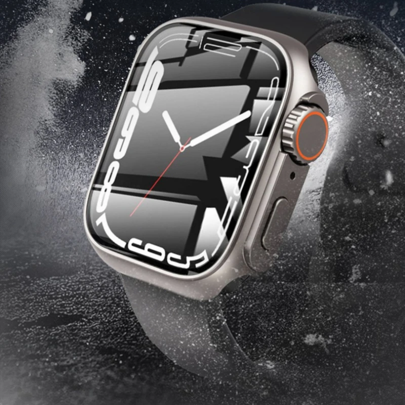 Screen Protector Cover for Apple Watch 45mm 44mm 40mm 41mm PC Bumper Case for iWatch series 9 8 7 SE 6 5 4 Change To Ultra