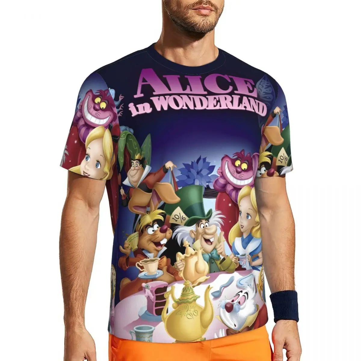 

Alice In Wonderland Running T Shirt Fashion T-Shirts Men Vintage Tee Shirt Summer Short-Sleeved Pattern Clothing