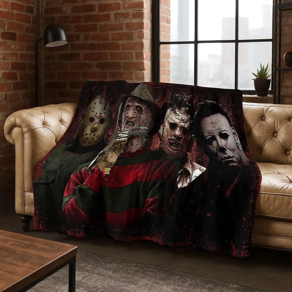 الرعب تشاكي Pennywise مهرج هالوين المنشار فريدي كروجر الفانيلا بطانية لينة بطانية دافئة لغرفة النوم غرفة المعيشة السرير نزهة