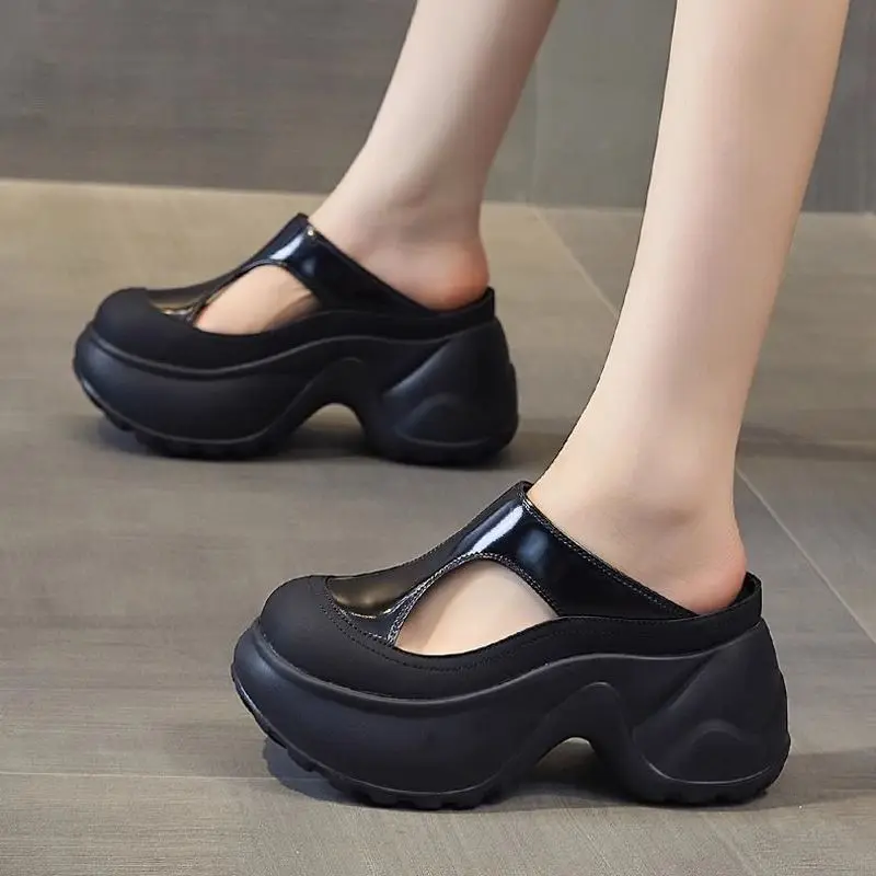 2026 Summer Women Platform Slippers High Thick Bottom Baotou Sandals Leopard Print Open Toe Wedge Heels Women Casual Party Shoes