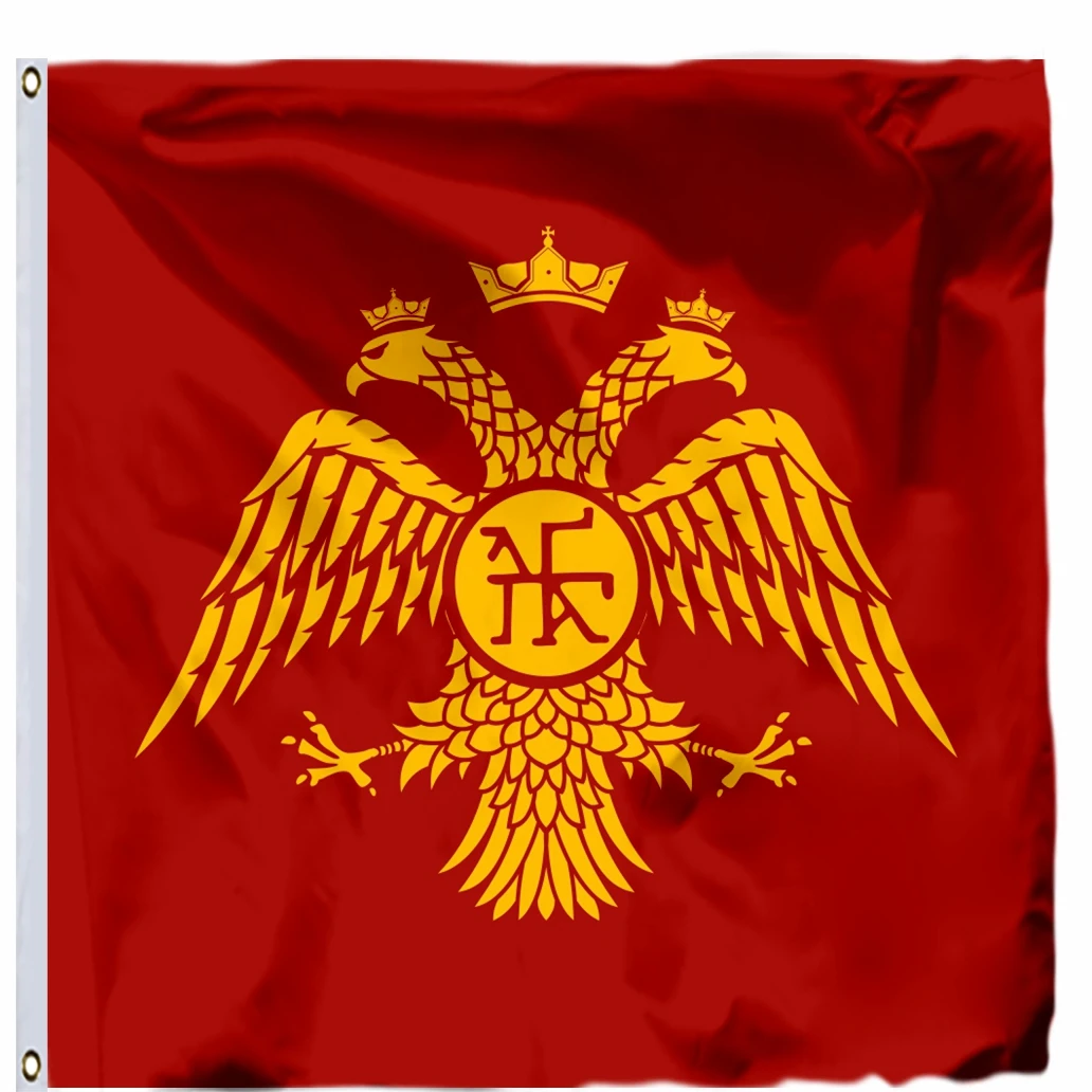 Byzantine imperial flag Palaiologos-Dynasty-Eagle banner 100D Polyester 4x4ft Double sided printing Constantinople flags