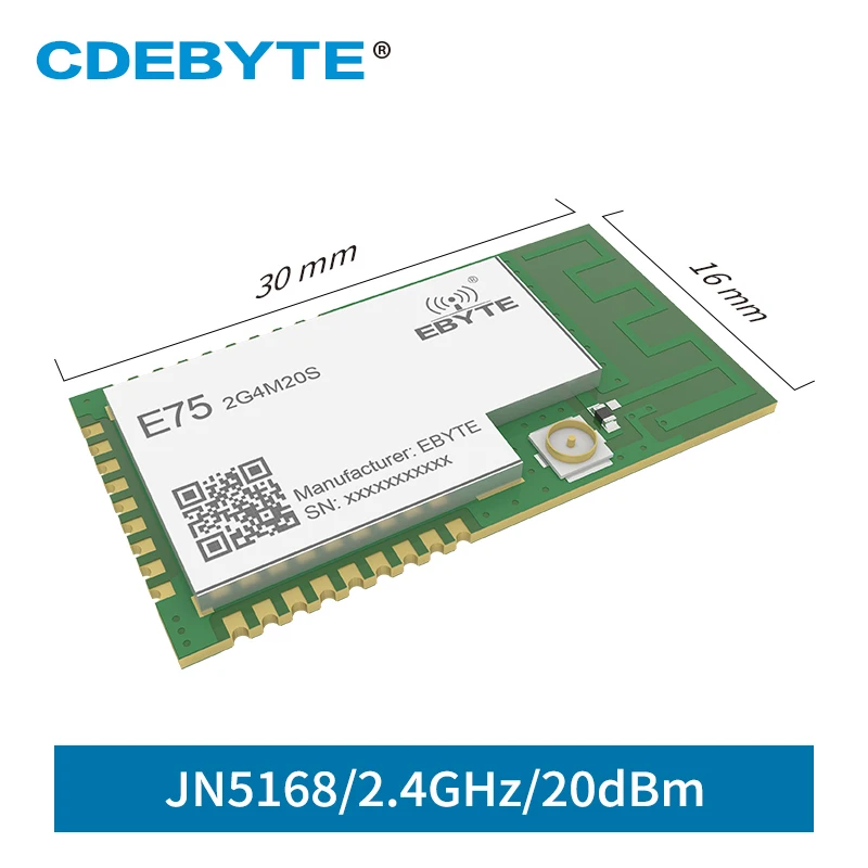 

JN5168 Zigbee CDEBYTE E75-2G4M20S 2.4GHz 100mW Wireless Transmitter Receiver SMD 20dBm PCB 2.4 GHz rf Transceiver Module