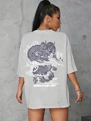 Dragon Print Women Tshirt Polyester Casual Funny t shirt Gift For Lady Yong Girl Top Tee Summer Clothing 2024