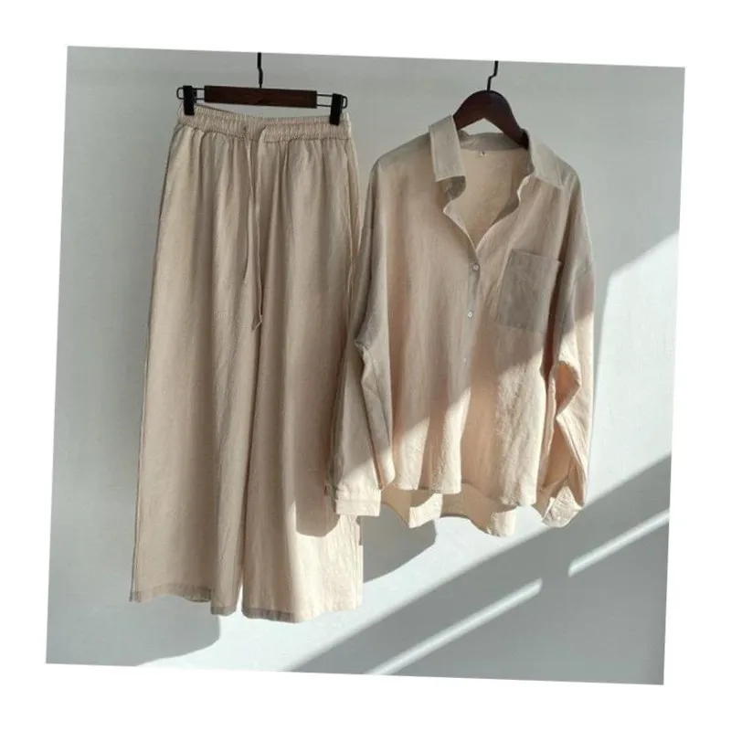 

Women's Faion Cotton Linen irt High Waist Suit Cleanfit Sle ort Sve Thin Material Polyester A-Line Sve