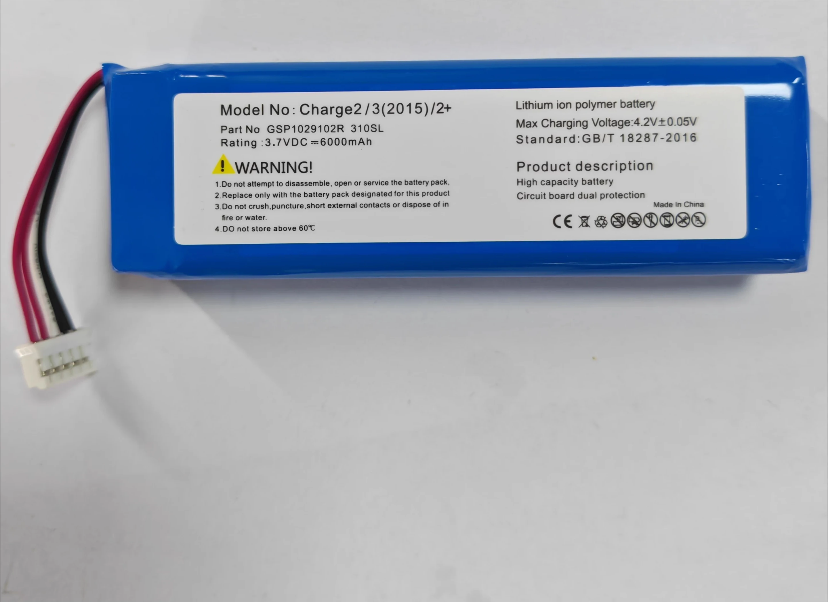 

Аккумулятор GSP1029102R для JBL Shockwave Charge 2 + 2 Plus Charge 3