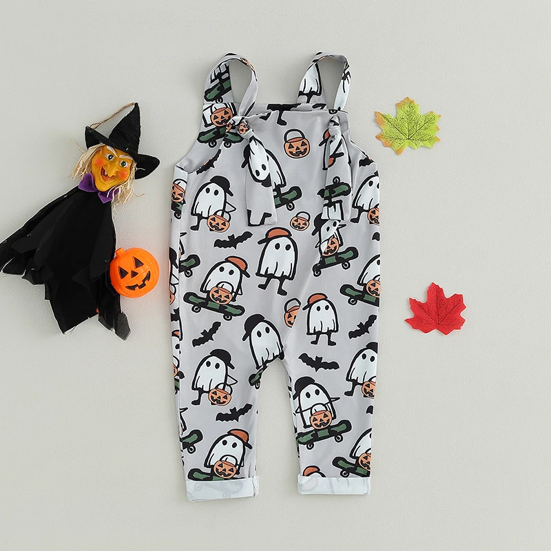 2023-07-11 Lioraitiin 0-24M Infant Baby Boy Girl Halloween Romper Overalls Sleeveless Cartoon Print Romper Newborn Fall Clothes