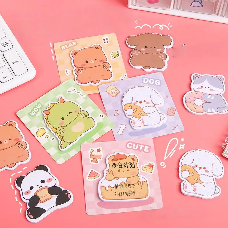 20 Sheets Cartoon Animal Sticky Notes Cute Students School Office Self Adhesive Note Pad Message N Times Postnotes Book