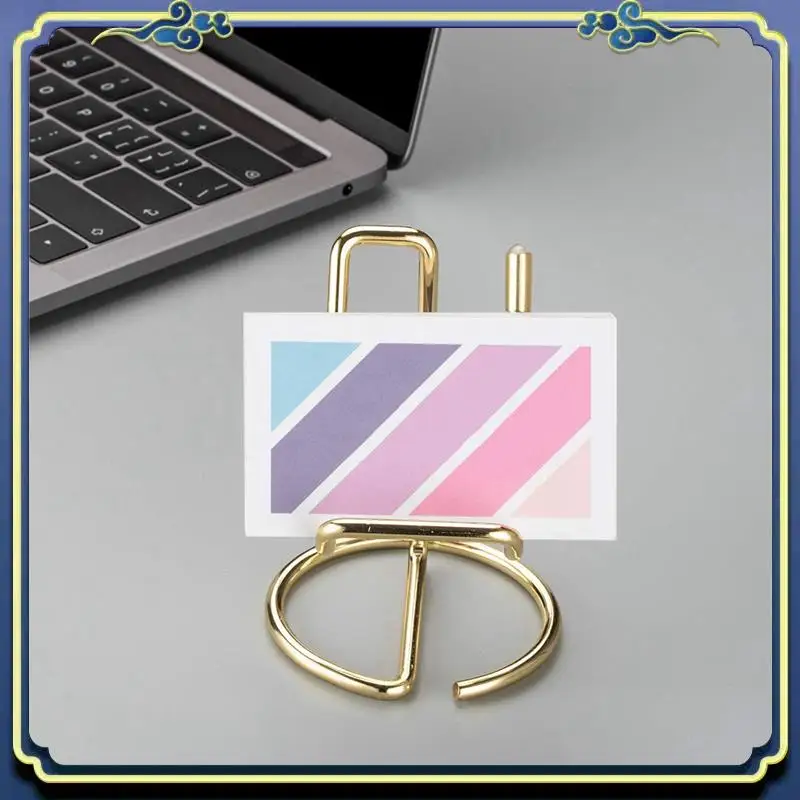 Portable 3X Business Card Holder For Desk, Metal Business Card Display Holder Stand, Office Desktop Name Card Holder (Gold)