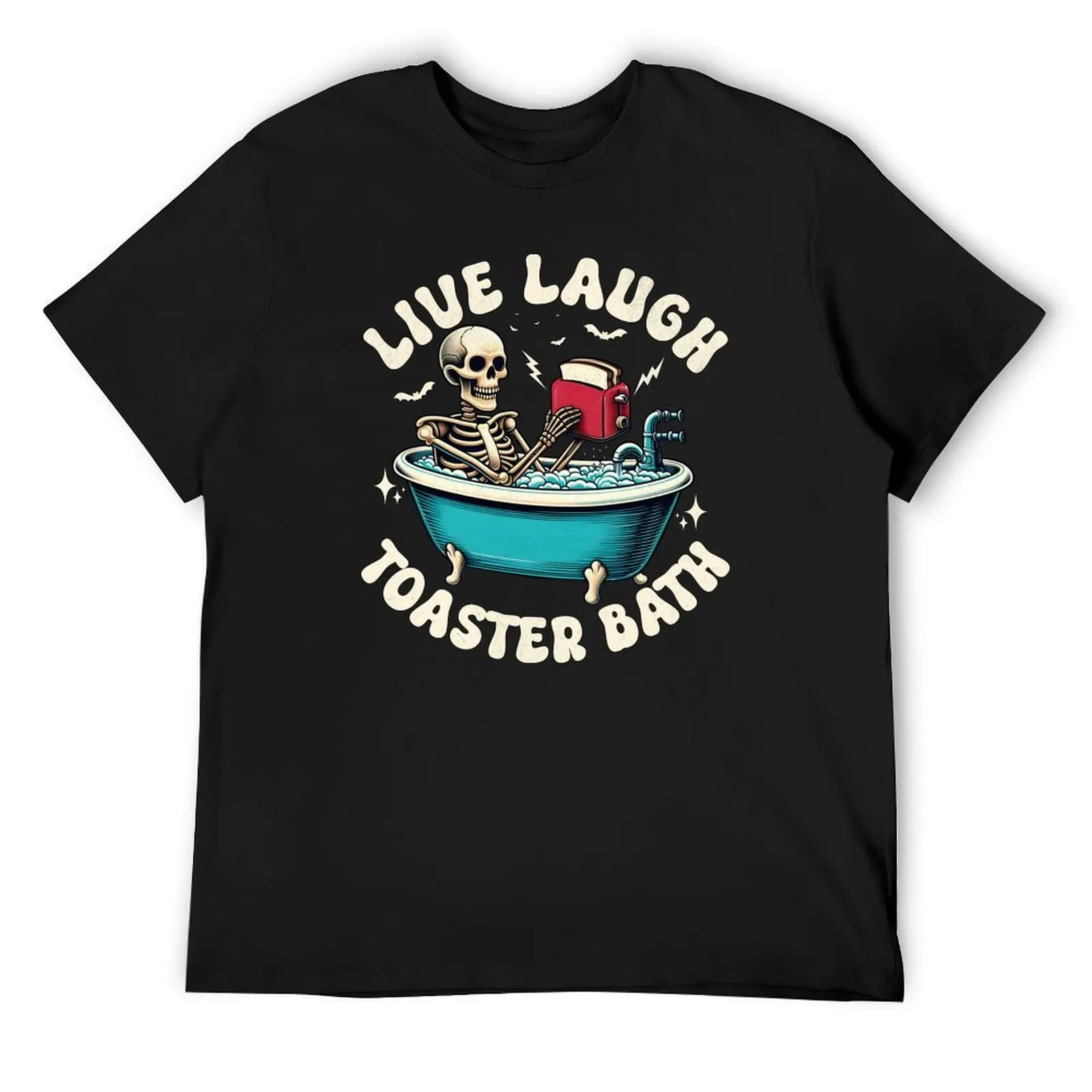 

Live Laugh Toaster Bath - Bathing Skeleton T-Shirt heavyweights shirts graphic tee blanks t shirts men