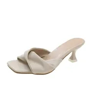 Mules Sexy à bout pointu et talons hauts pour femmes, pantoufles à la mode, couleurs mélangées, diapositives à enfiler, sandales de strip-teaseuse pour fête d'été 6