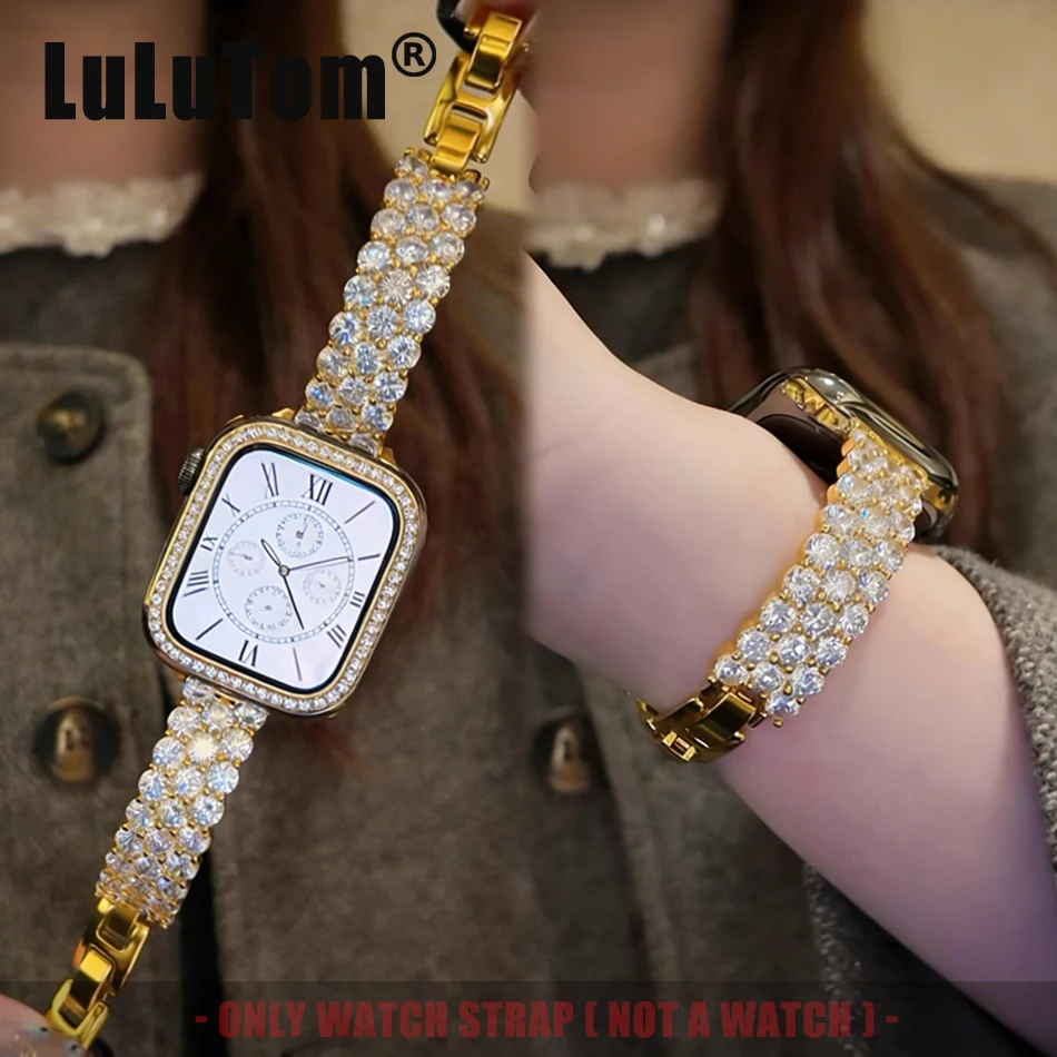 

[5A Zircon Fully Encrusted] Band for Apple Watch 11 10 9 8 7 6 5 4 Ultra SE Woman Strap Iwatch Series 38 40 41 42 44 45 46 49 mm