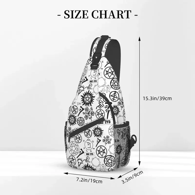 Supernatural Symbols Pattern Sling Crossbody Backpack Men Custom TV Show Chest Shoulder Bag for Traveling Daypack