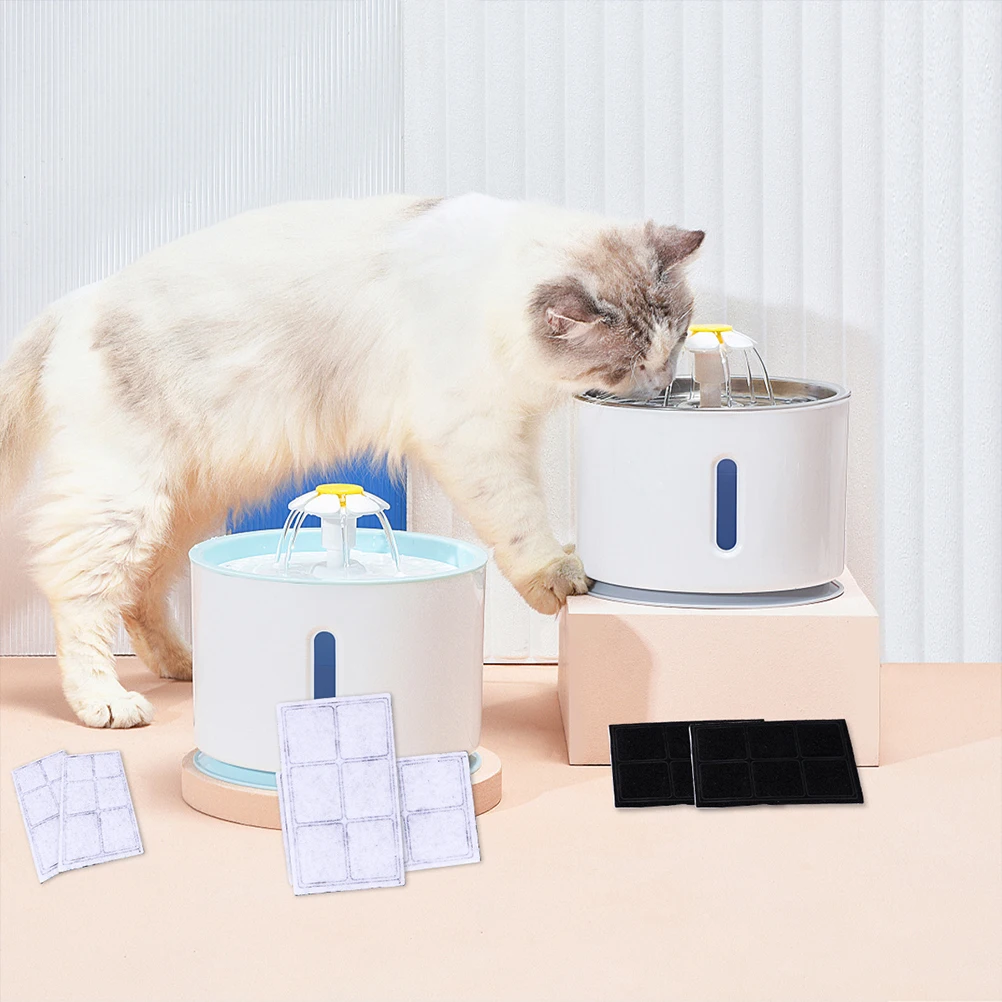 

6pcs Pet Fountain Filter Water Feeder Replacement Cat Dog Accessories Cleaning Activated Carbon Non Woven Ion Resin Long