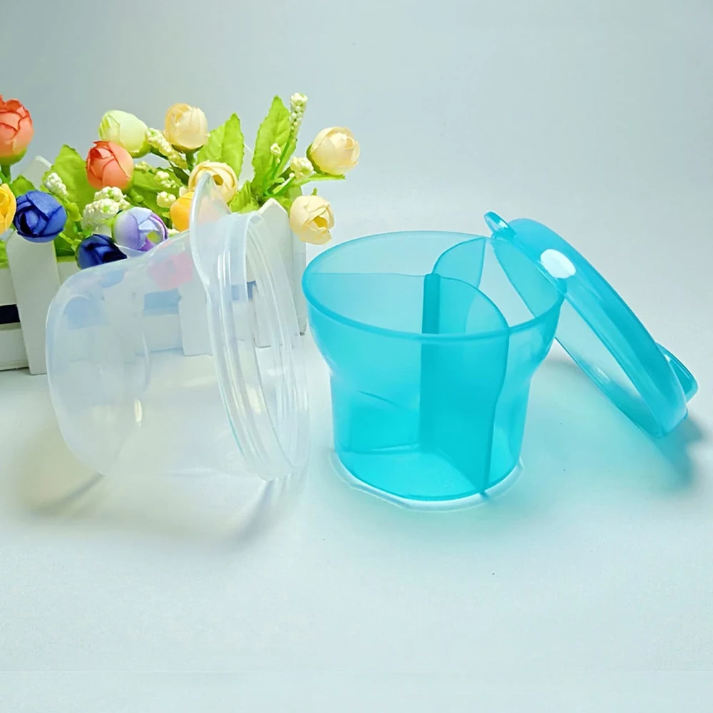 Rotating Double Layers 3-Grid Baby Milk Powder Container, Baby Formula Dispenser, Food Storage Box, Portable Travel Snack Box