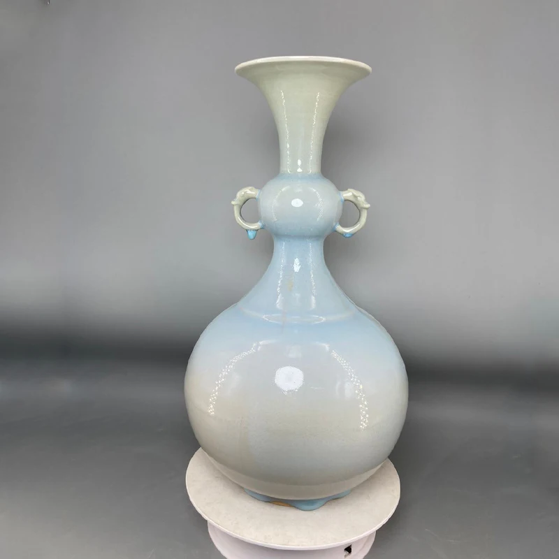 Ceramic vases Jun China vases Ice split sky blue vases Jade like vases appreciation bottle jewelry decoration indoors High 37 cm